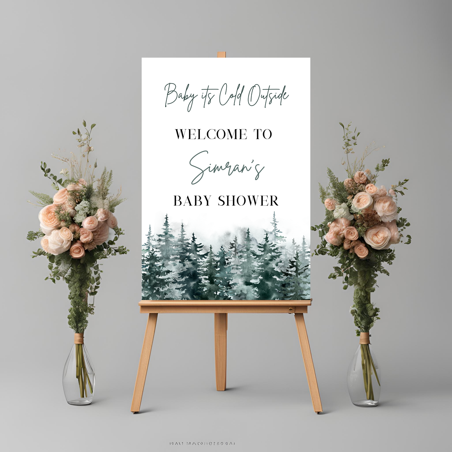 Snowy Wonderland Baby Shower Welcome Sign