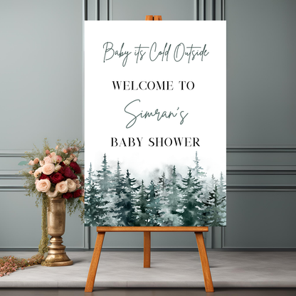 Snowy Wonderland Baby Shower Welcome Sign