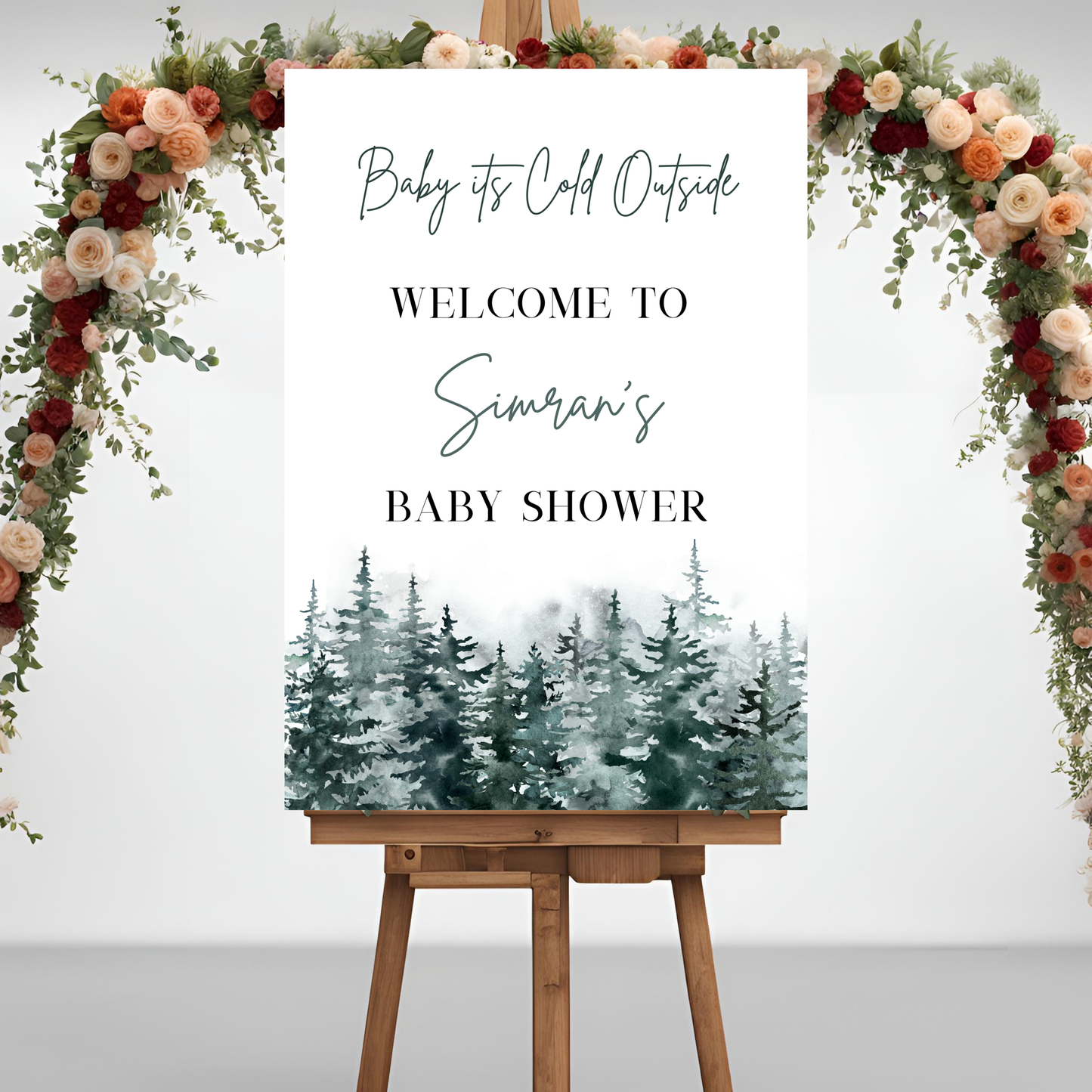 Snowy Wonderland Baby Shower Welcome Sign