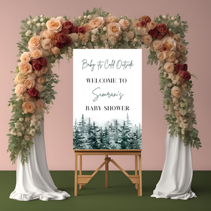 Snowy Wonderland Baby Shower Welcome Sign