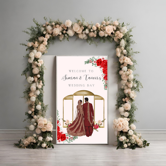 Red Roses Entrance Board Digital Download - Online Template