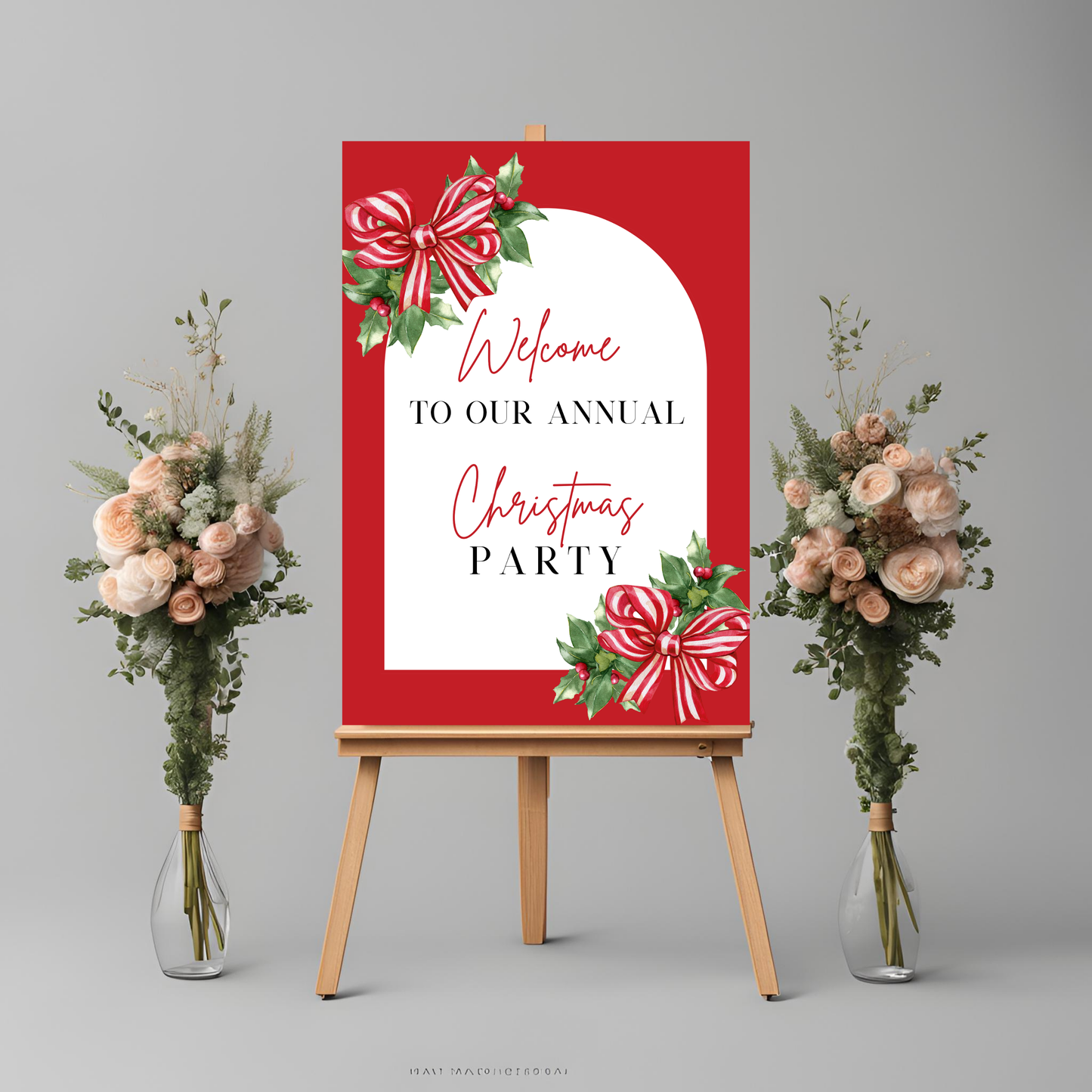 Christmas Party Ribbon Welcome Sign