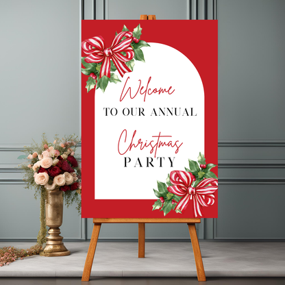 Christmas Party Ribbon Welcome Sign