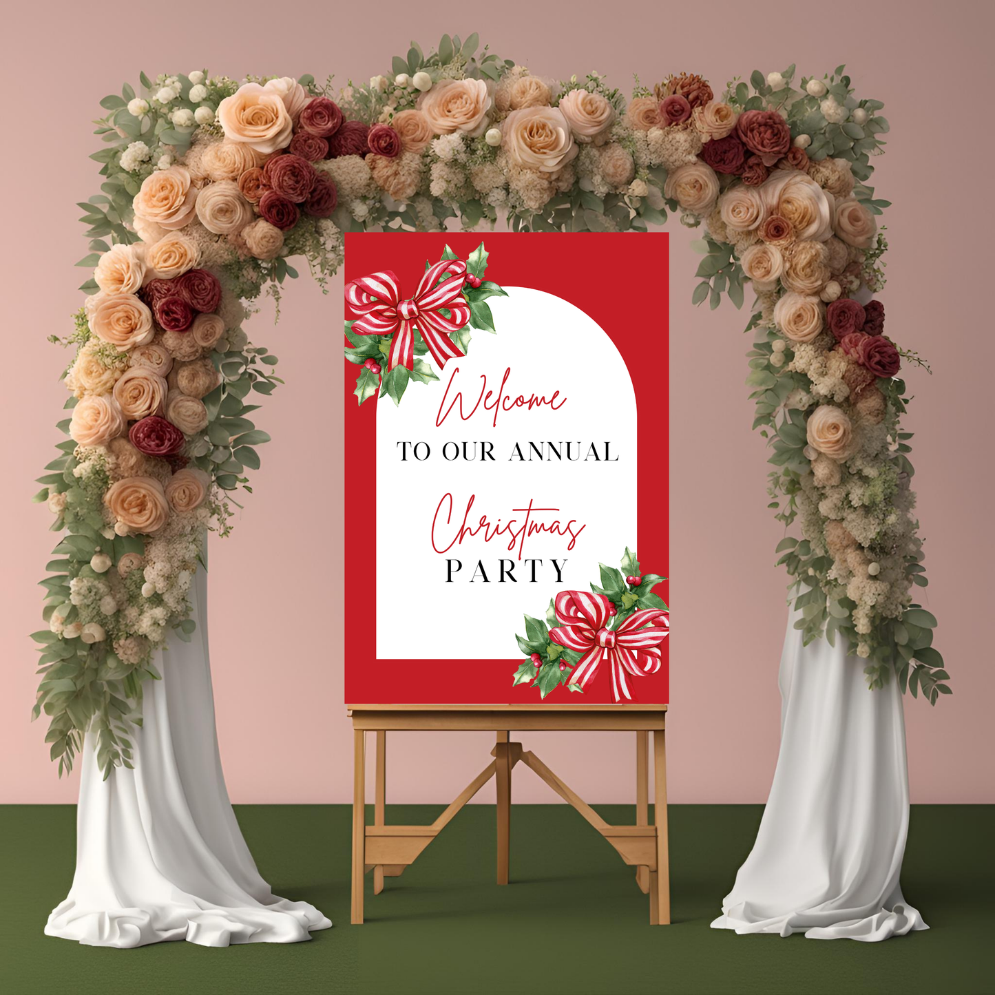 Christmas Party Ribbon Welcome Sign