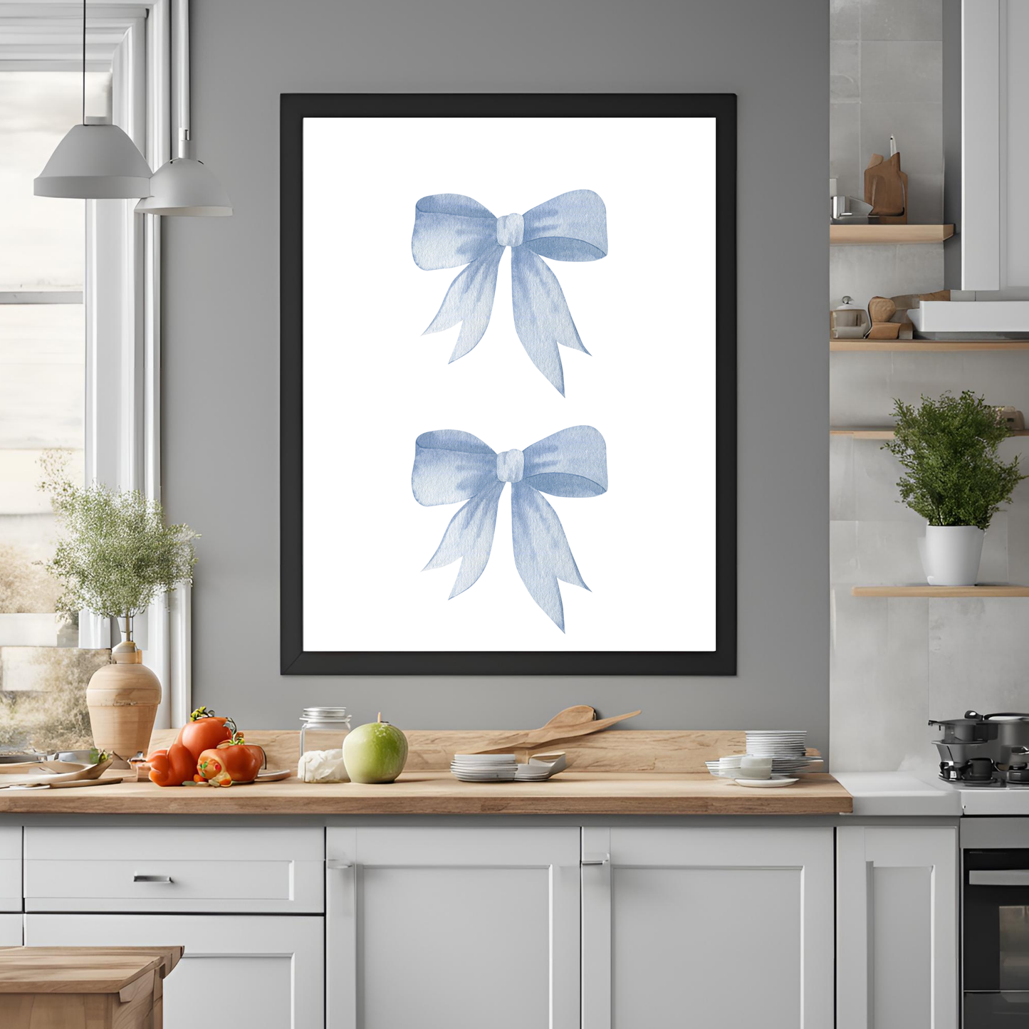 Blue Bows Wall Art Digital Download