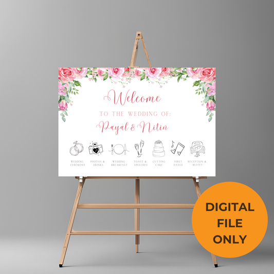 Roses Wedding Timeline Digital Download - Online Template