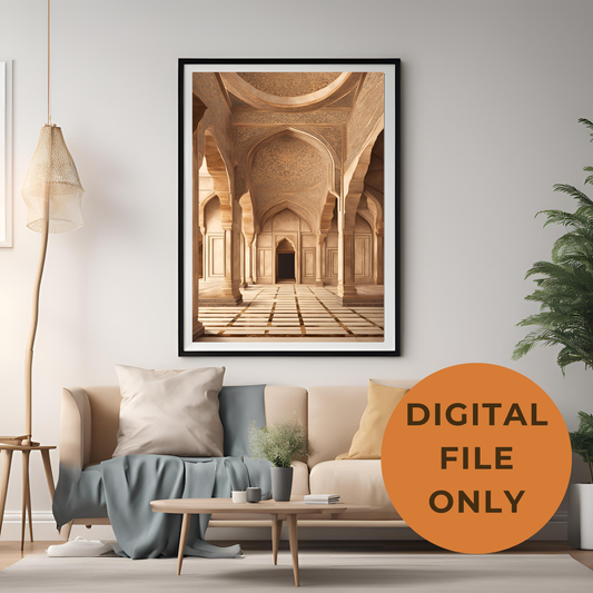 Indian Minimalist Mughal Palace Wall Art Digital Download