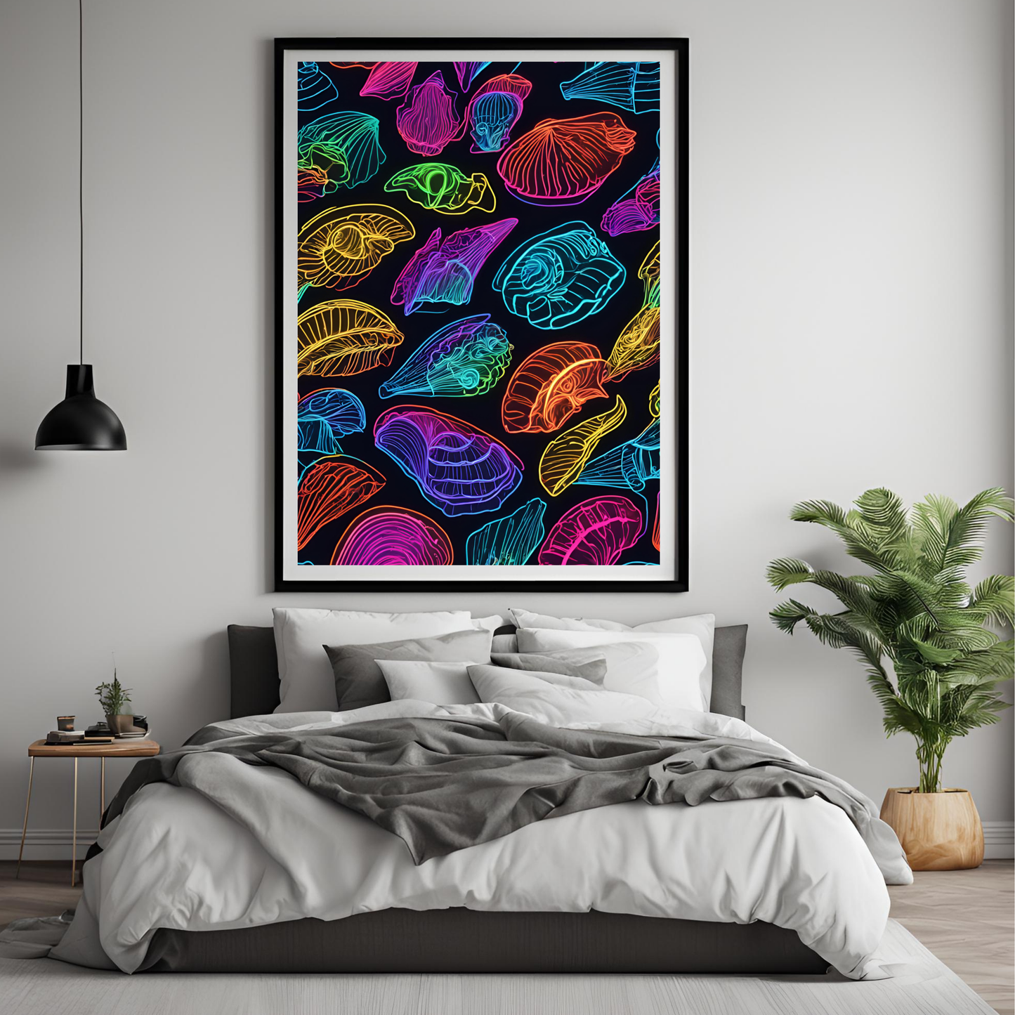 Coastal Gallery Wall - Neon Shell Printable Wall Art Summer Aesthetic Colourful Beach Poster