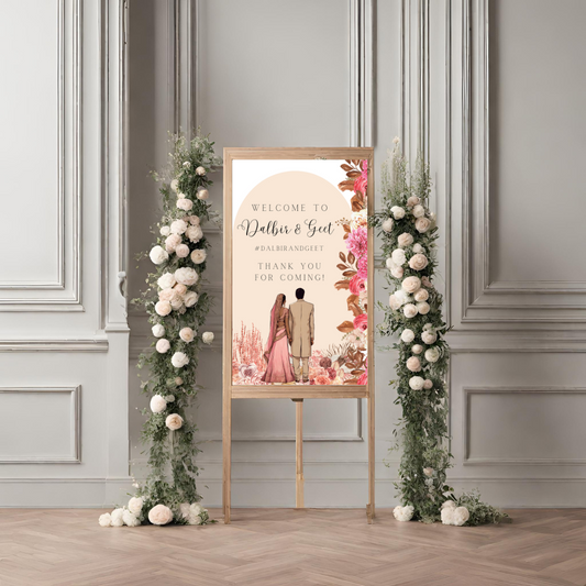 Pink Peach Entrance Board Digital Download - Online Template