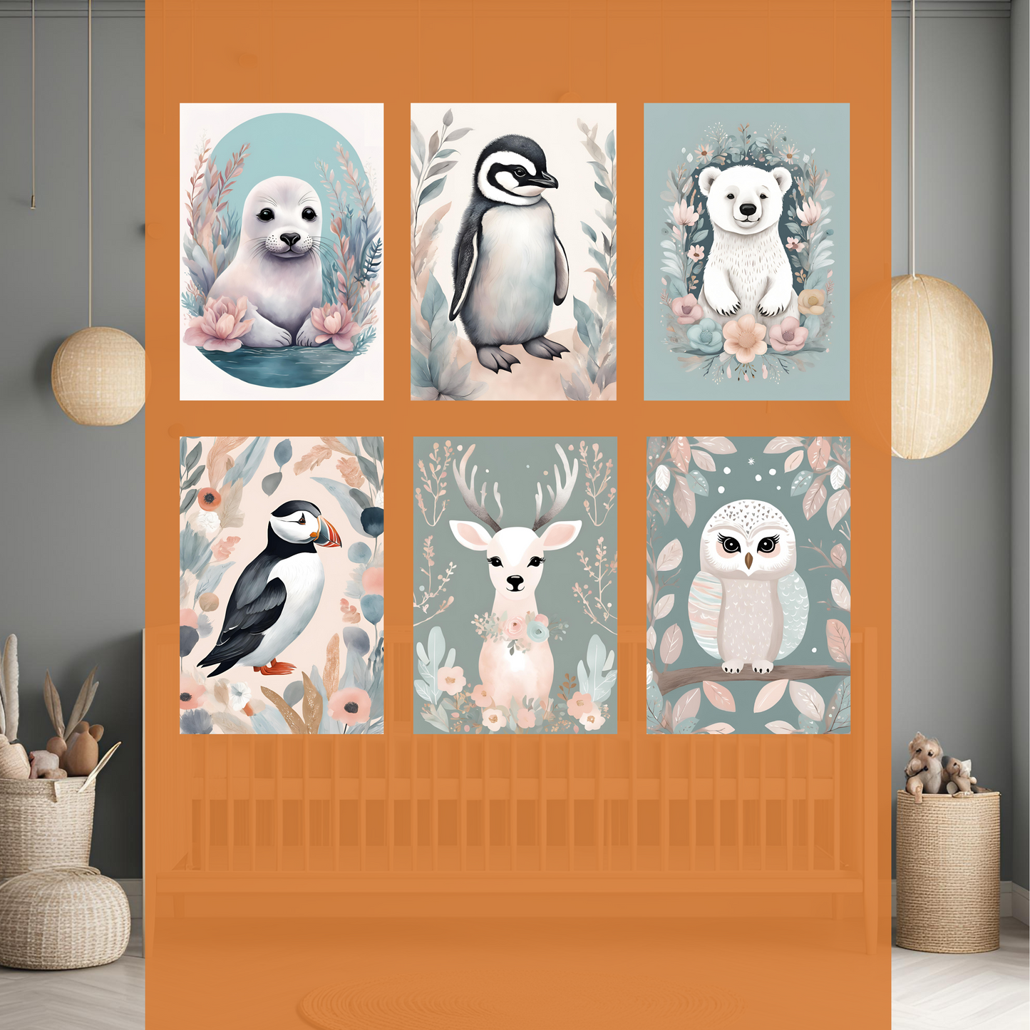 Arctic Animals Wall Art Digital Download Pack 6pcs