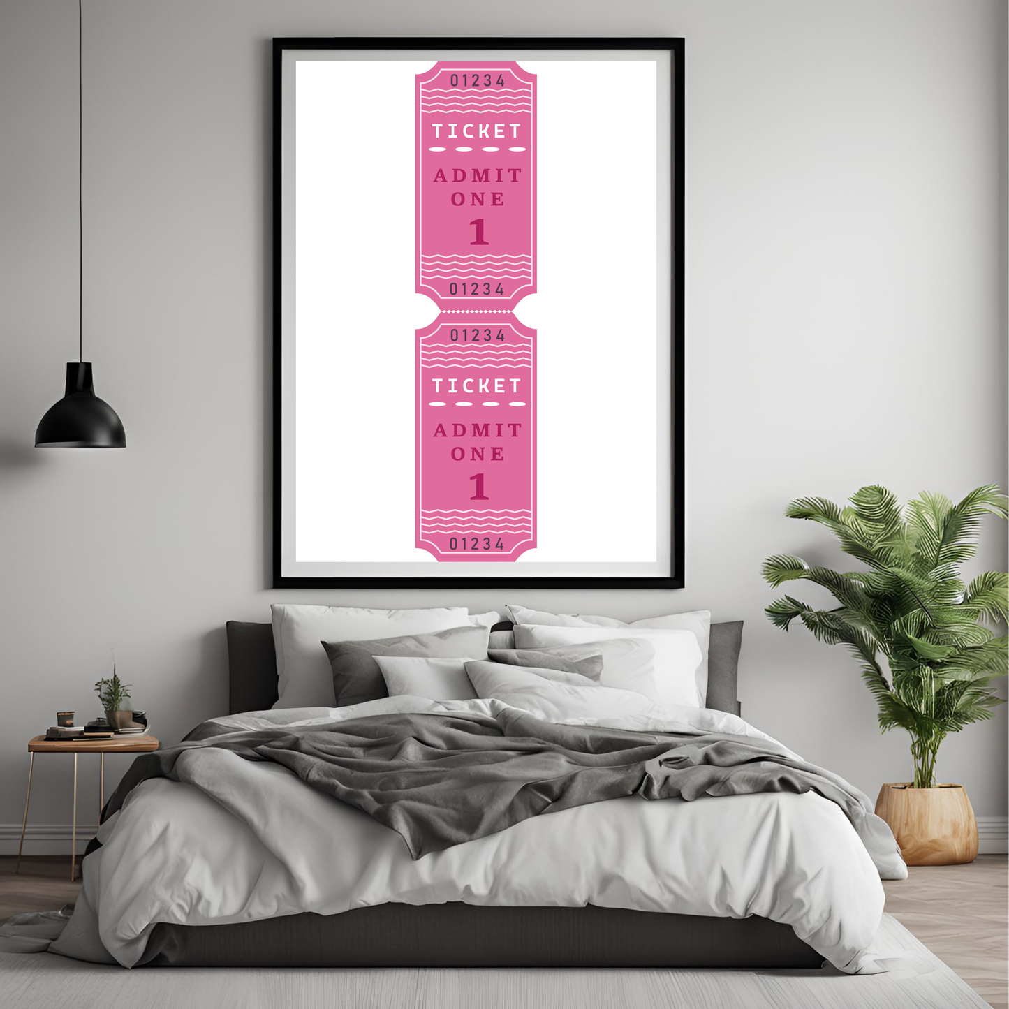 Pink Ticket Stub Wall Art Digital Download