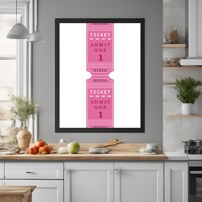 Pink Ticket Stub Wall Art Digital Download