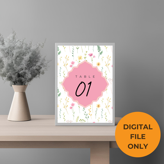 Wildflower Pink Table No Digital Download - Online Template