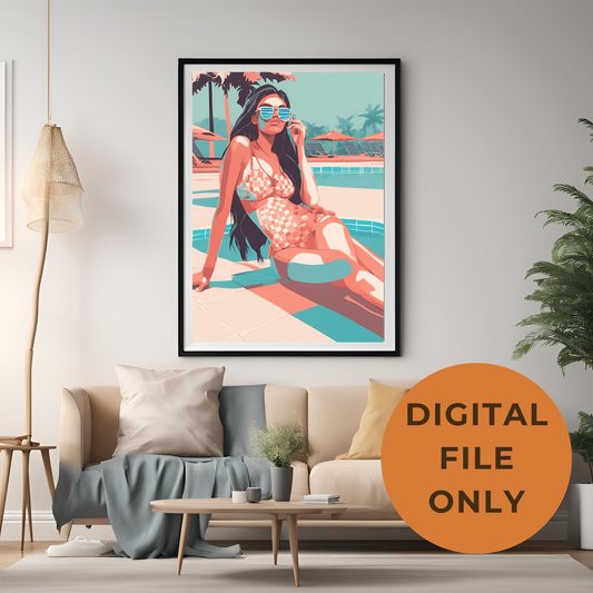 South Asian Art - Boho Beach Summer Aesthetic Desi Girl Printable Wall Art