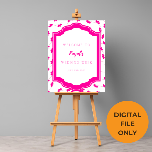 Pink Floral Minimalist Entrance Board Digital Download - Online Template