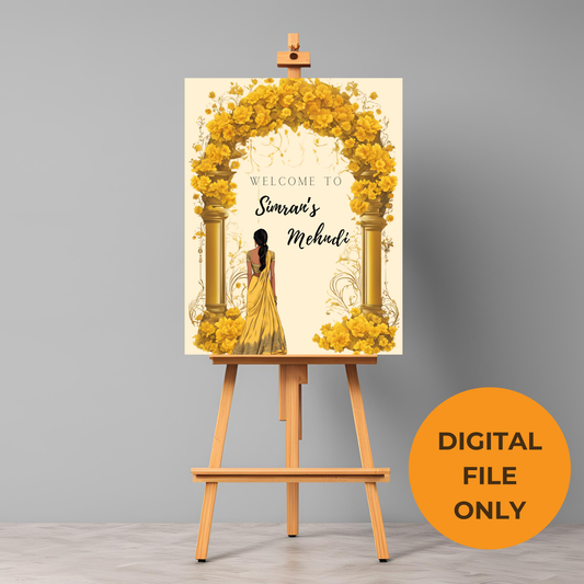 Yellow Floral Arch Entrance Board Digital Download - Online Template