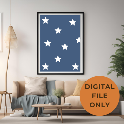 Blue Star Collage Nursery Print Wall Art Digital Download