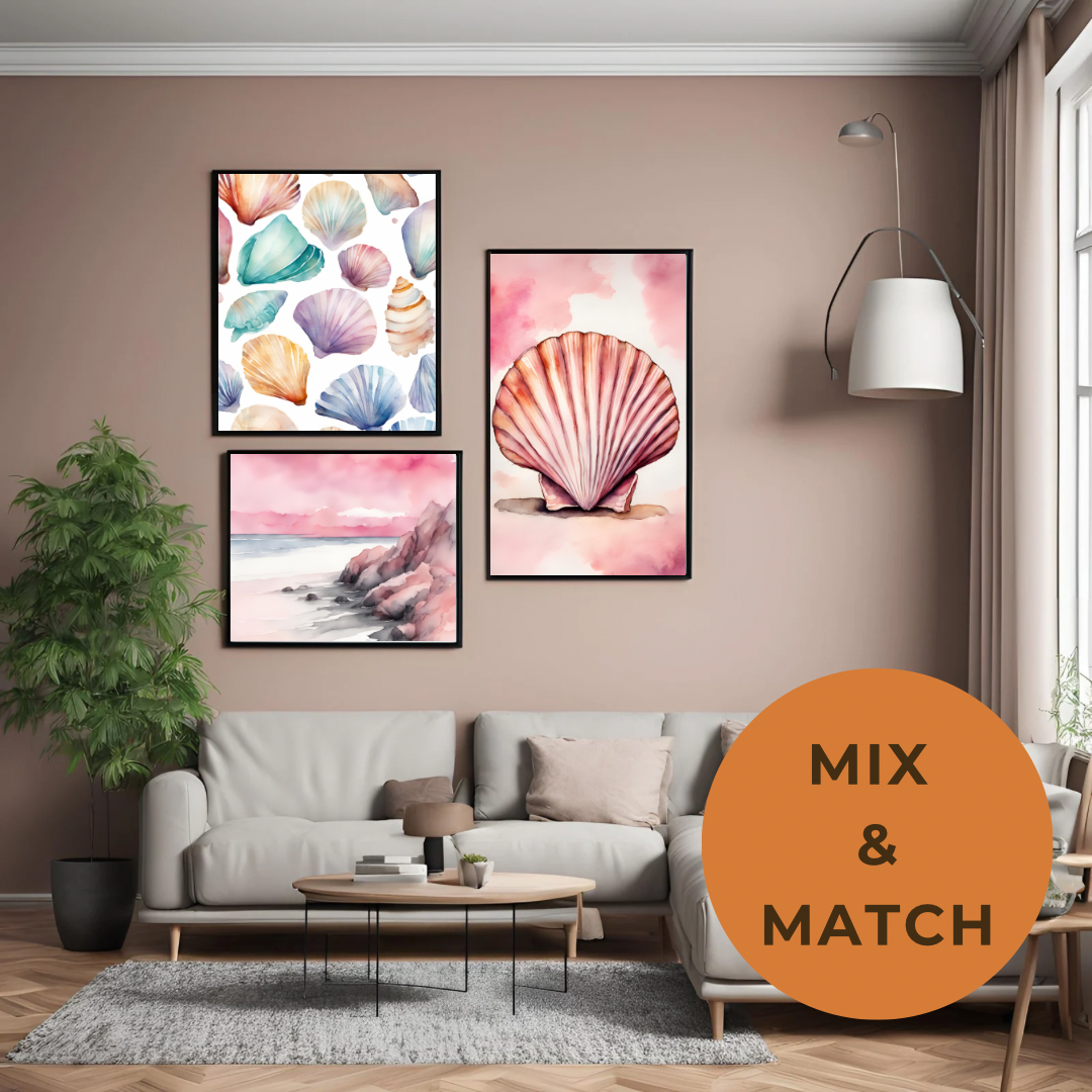 Pink Aesthetic Beach Landscape Wall Art