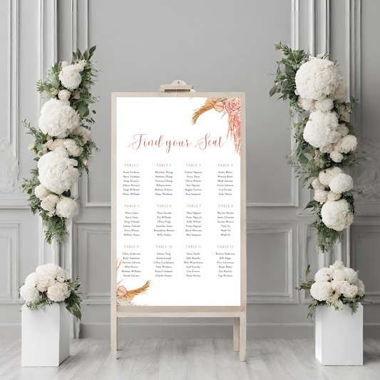 Peach Seating Plan Digital Download - Online Template