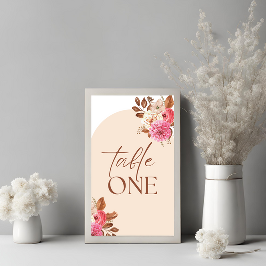 Pink Peach Table No Digital Download - Online Template