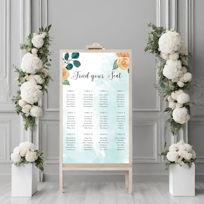 Teal Seating Plan Digital Download - Online Template