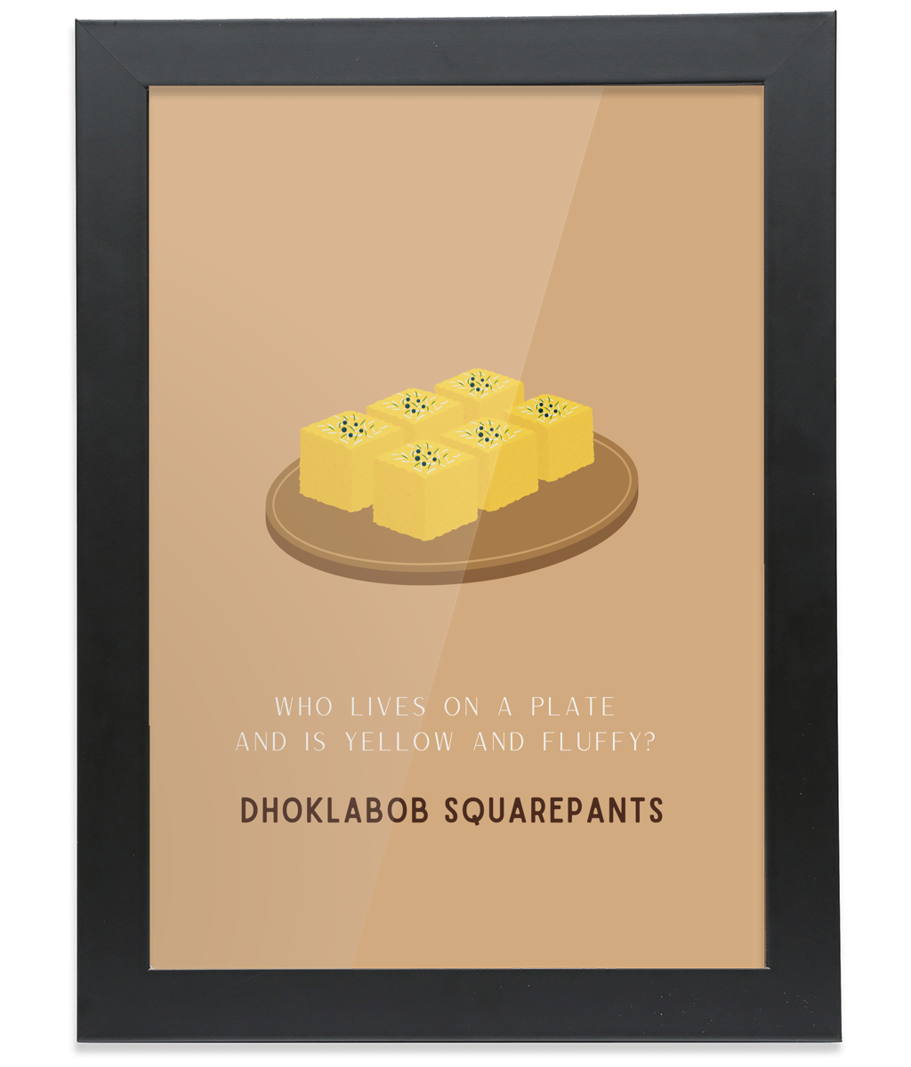 Dhokla Black Framed A4 Portrait Print