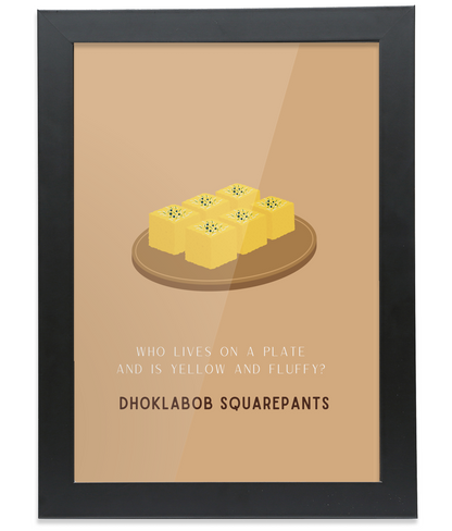 Dhokla Black Framed A4 Portrait Print