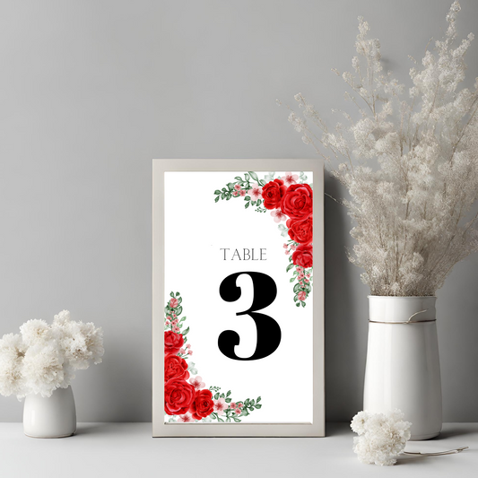 Red Roses Table No Digital Download - Online Template